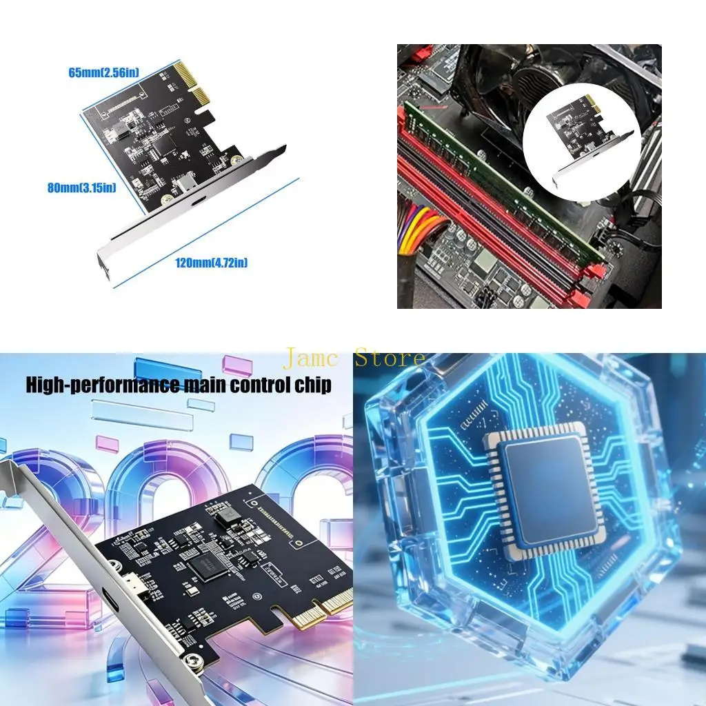 LX0B USB 3.2 Gen 2 Type C Expansion Card With PCIe 4X Interfaces For Enhances Data Transmission Speed