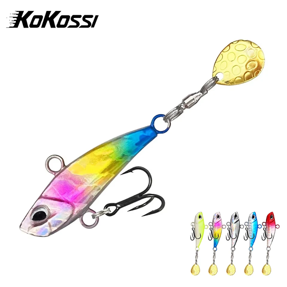 KoKossi 7G/10G/15G/20G VIB Metal Spoon Fishing Lure Sinking Water Sequin Spinner Bait Pike Bass Winter Ice Jig Spoon Lure