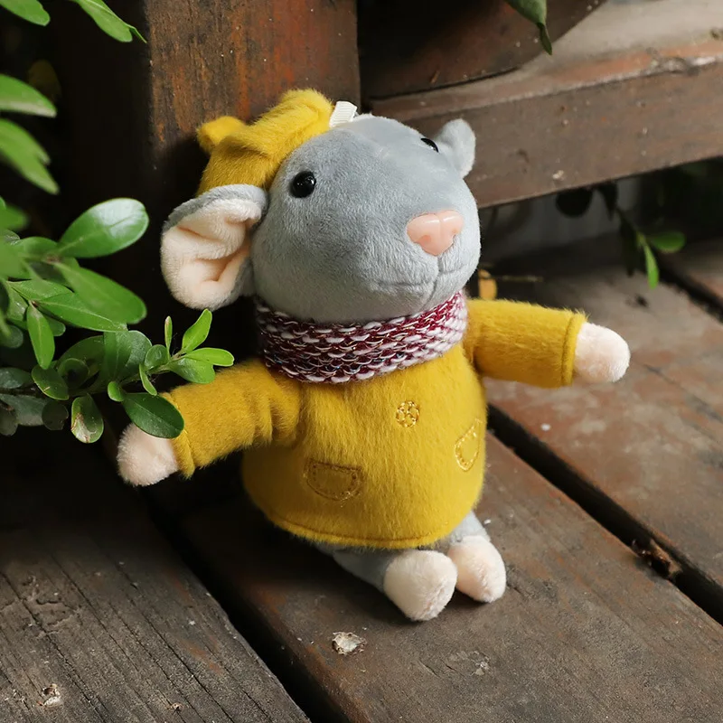 Kawaii Straw Hat Rabbit Mouse Dress Up Plush Toy Women Bag Pendant Plush Keychain Garden Decor Holiday Gifts Toys For Girls