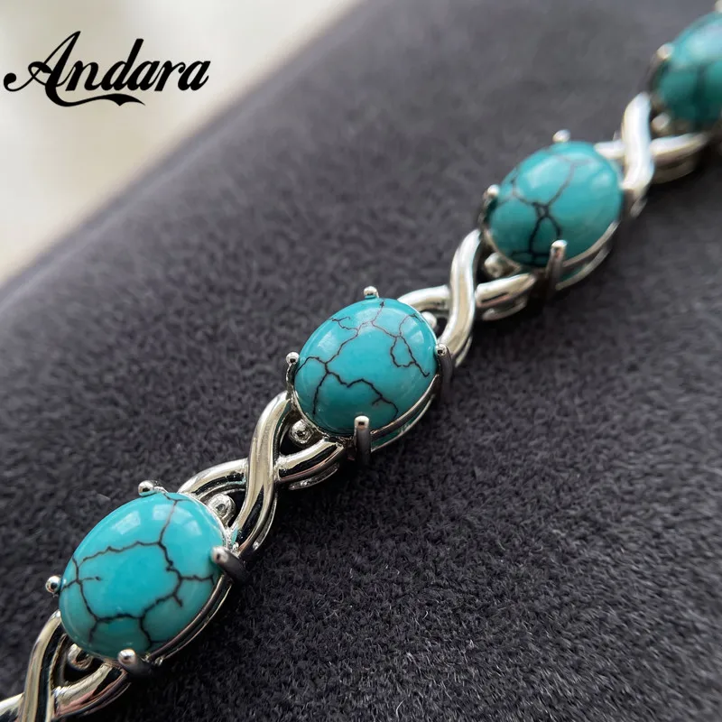 Andara 925 Sterling Silber Türkis Armband für Damen Erschwinglicher Luxusschmuck Geschenk Verlobung – Detail 4