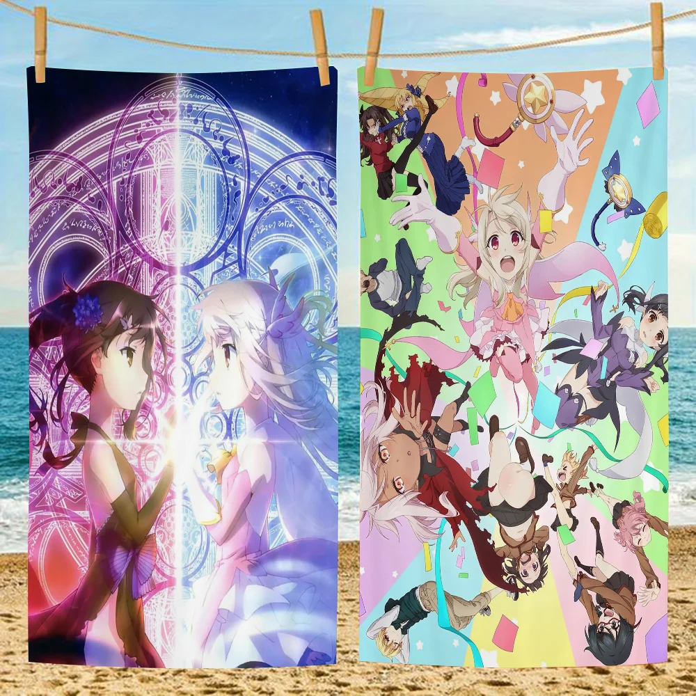 Fate-kaleid Liner Bath Towel Microfiber Soft Water Absorbing Breathable For Girl Kids Decorative Cartoon Beach Towel