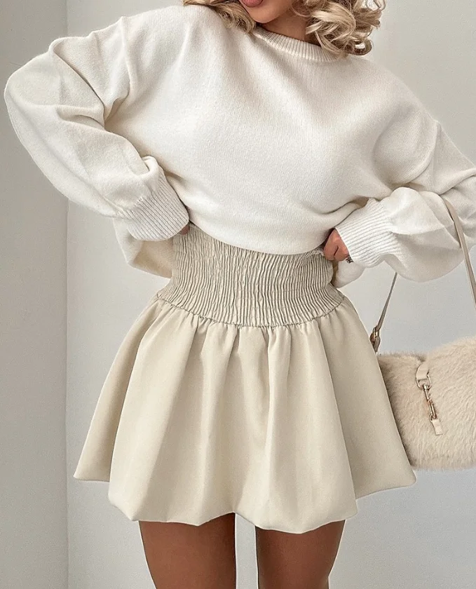 Y2K Short Skirt Woman 2025 Korean Popular Niche Strechy Elastic Pleated High Waisted Casual Fluffy Floral Bud Skirt Mini Skirt