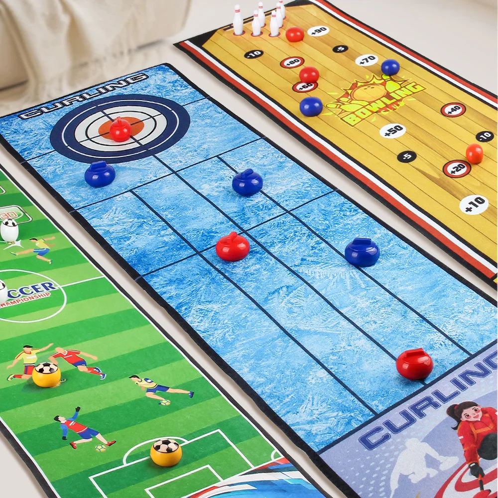 

Portable Table Top Games Indoor Curling Bowling Golf Board Foldable Game Sets For Family Party Interaction Children Adults Gifts