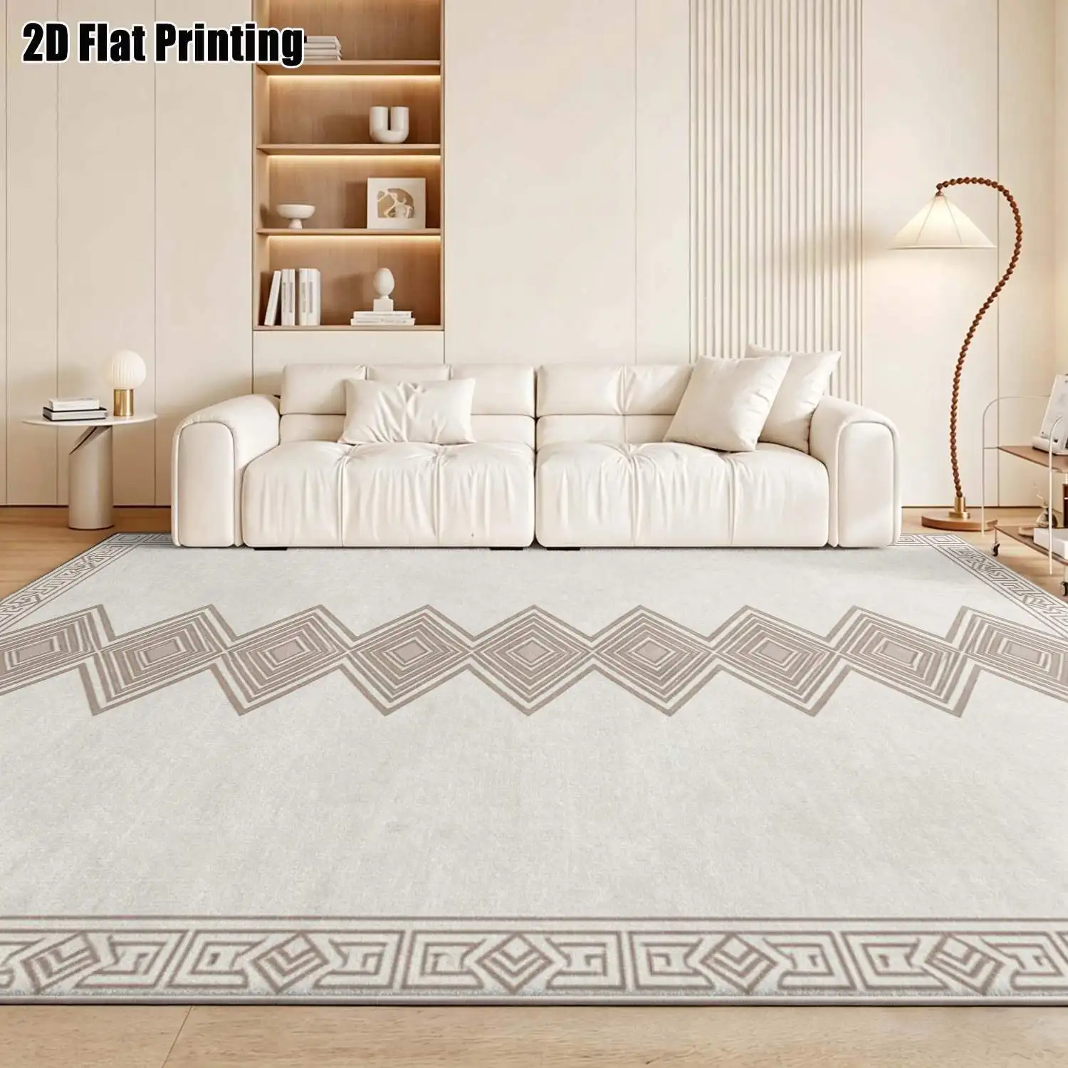 1Pc 2D Printed Light Brown Geometric Diamond Pattern Nordic Carpet, Modern Simple Home Decor Rug, Multi-Size, Machine Washable, Ideal for Entrance, Dining, Foyer, Study, Living Room, Bedroom