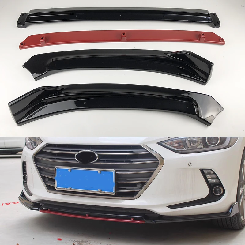 

3Piece Car Front Bumper Lip spoiler For Hyundai Elantra 2017 2018 New Body Kit Spoiler Diffuser 3Pcs Front Bumper with Screw