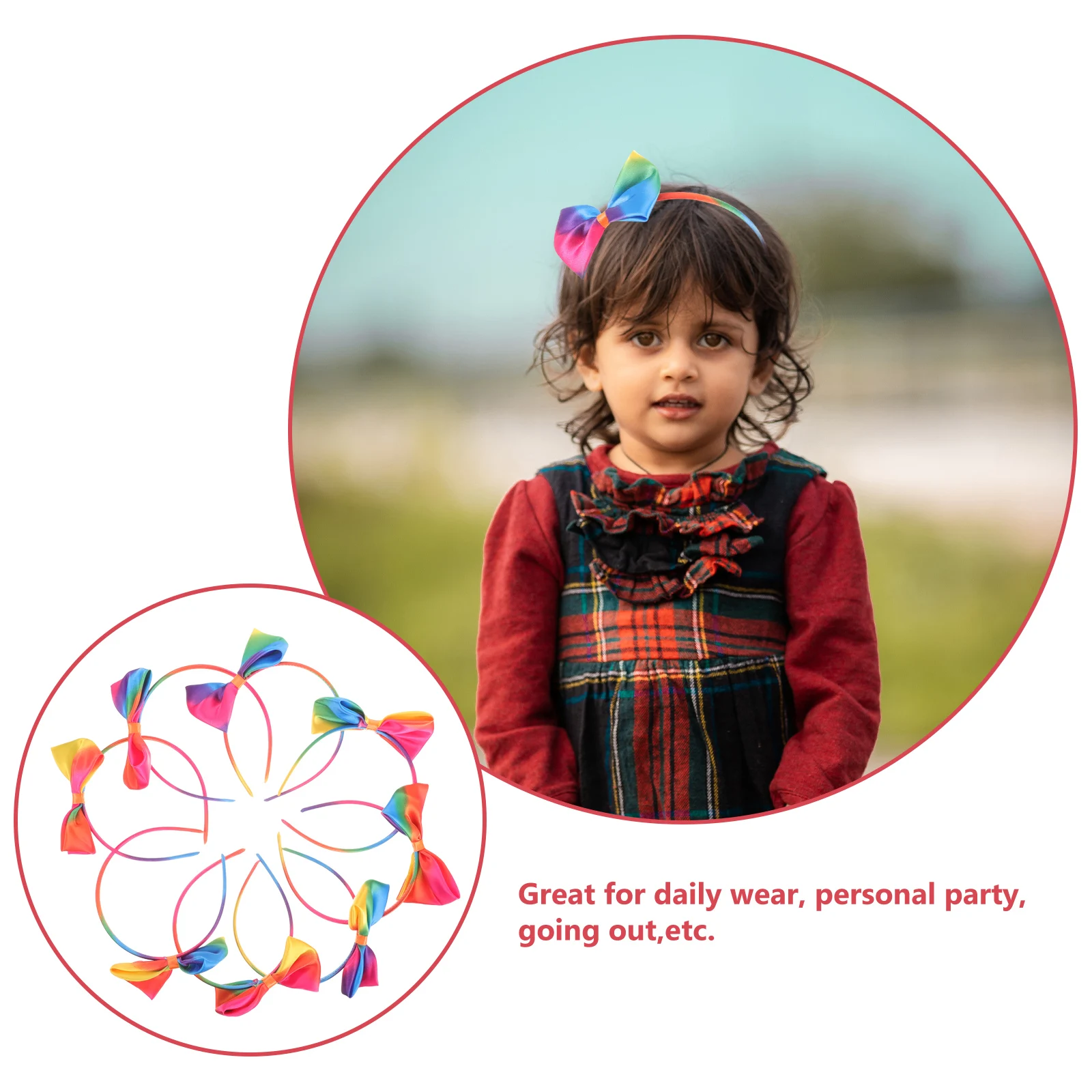 

8pcs Girls Colorful Bowknot Bands Durable Premium Comfortable Headwear One Size Fits Most Daily Party Outing Use Children Hair