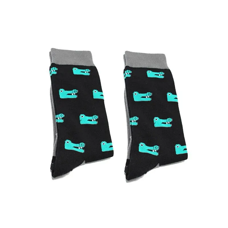 1pairs Fashion Casual Men Socks Harajuku Animal Swallow Crocodile Printing Stockings Funny Soft Simplicity Hip Hop New 2024