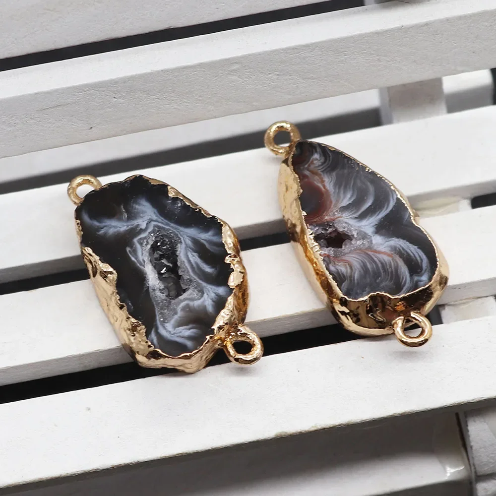 Natural Stone Agate Druzy Pendants Irregular Quartz Connector Charms for Jewelry Making DIY Earring Necklace Accessory Jewellery