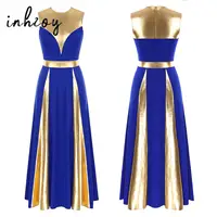 Vestido de baile de alabanza lírico para mujer, vestido de túnica litúrgica de adoración de coro de iglesia, traje de actuación de salón Modren sin mangas