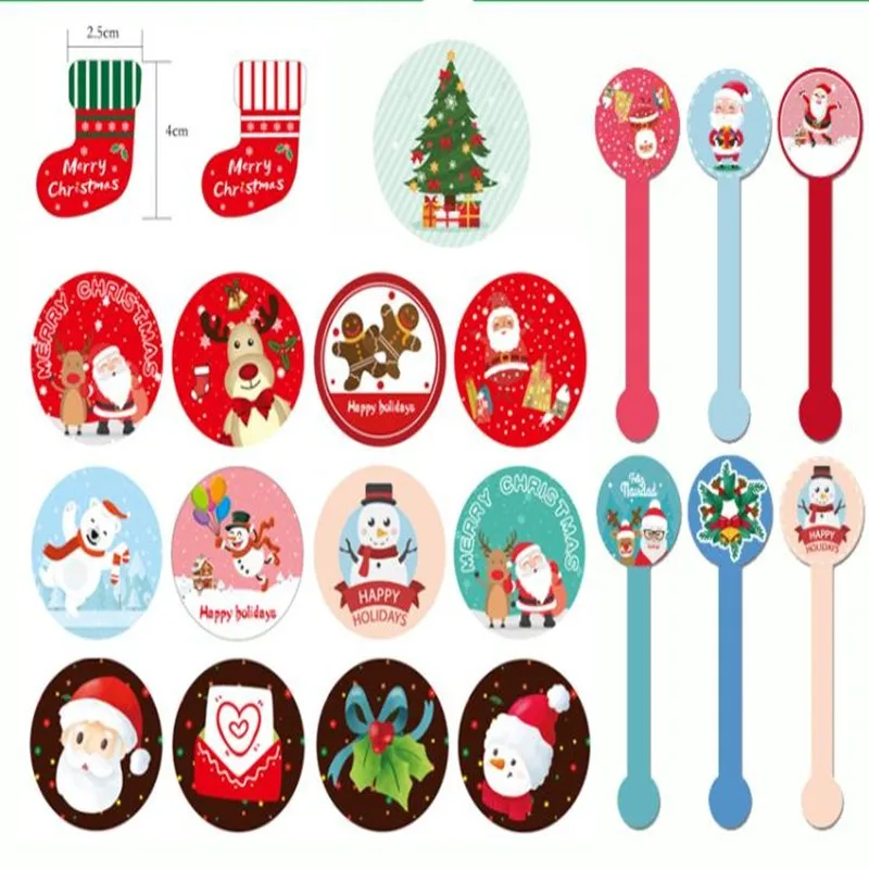 Merry Christmas Theme Sealing Sticker Xmas New Year Party DIY Gifts Posted Baking Decoration Package Cute Label 400pc/lot