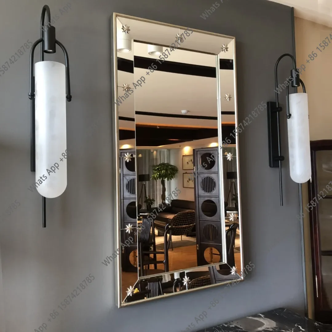 T Bathroom Makeup Mirror Wall Sticker Decorative Mirror Carved Sink Mirror Wall Hanging