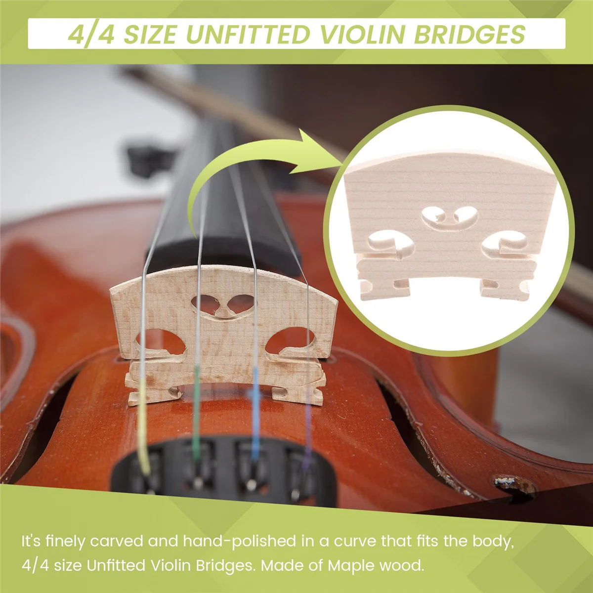 أجزاء الكمان Lo-ok Violin-Bridge-5pc-4/4 أجزاء كمان جسر القيقب، 4 قطع