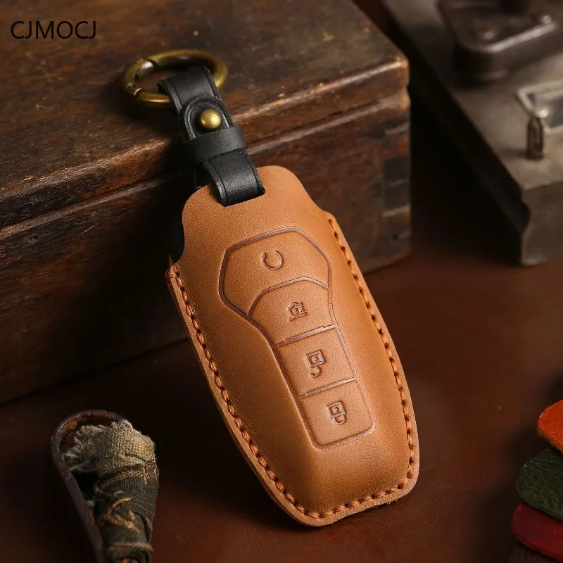 

Premium Genuine Leather Key Cover Case for BYD Dolphin / Tang / Qin / Han / Song (2024) - Crazy Horse Style Key Fob Shell