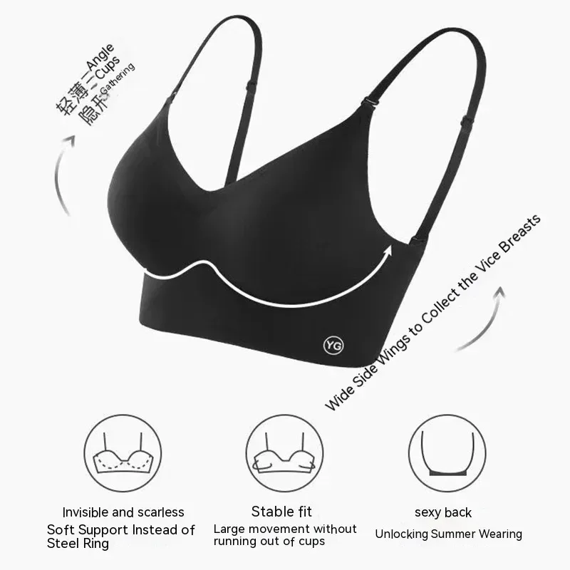 Summer Thin Sexy U-shaped Back Lingerie Female Inner Wear Undershirt Without Trace Backless Triangle Cup Polymerization Bra