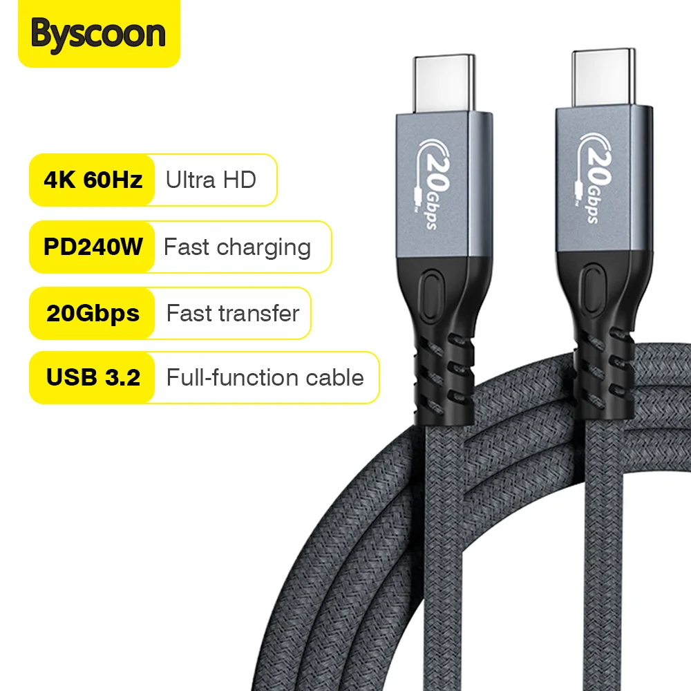 240W Full Function Type C to C Cable With Fast Charging 4K HD Video Data Transfer USB C Extension Cord For iPhone 17 16