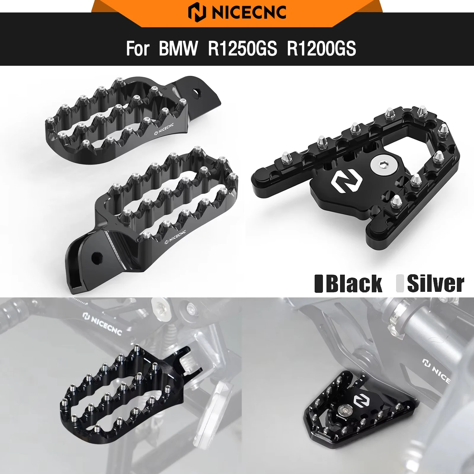 For BMW R1250GS R1200GS Enlarged Footpegs Footrest Brake Pedal Step Tip Plate R1250SG 2019 2020 21 22 2023 R1200GS 2013-2018