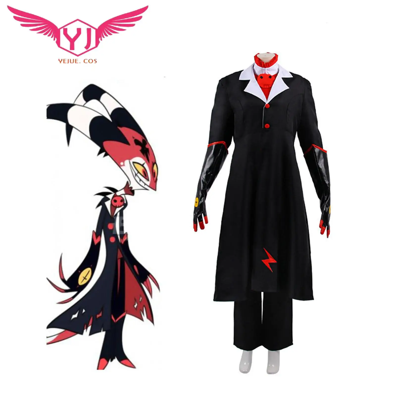 Anime Blitzo Helluva Hazbin Cosplay Costume Cloak Top Pant Prop Full Set Halloween Party Outfit for Men Women Suit