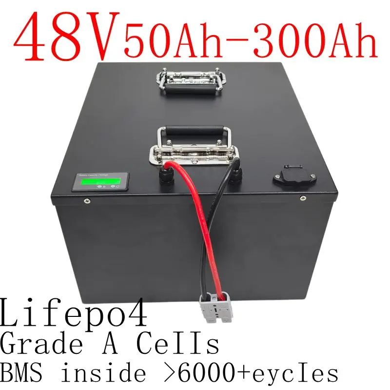 

Lifepo4 Battery 48V 200Ah 10KW 50Ah 80Ah 100Ah 150Ah 200Ah 250Ah 300Ah for 5KW Solar System Electric Motorcycle Tricycle EV