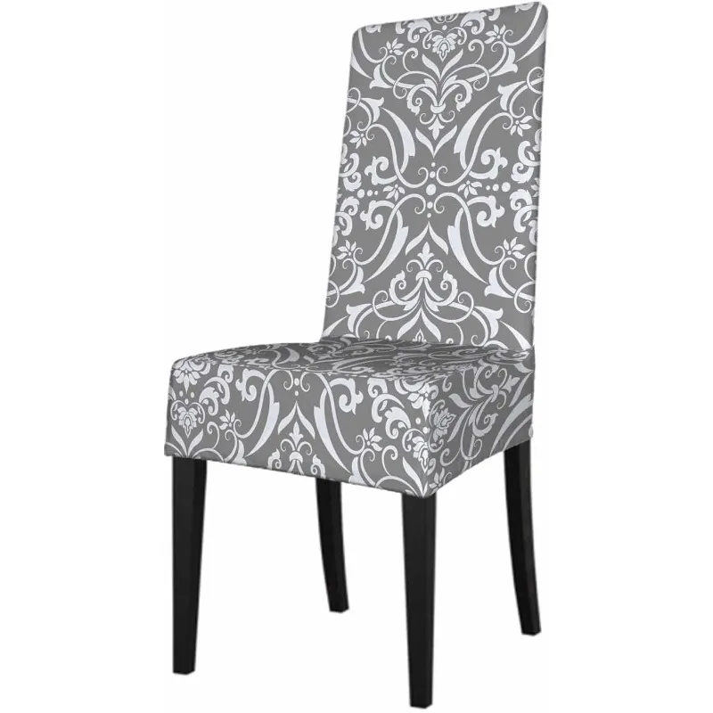 Luxury Damask Texture Dining Room Chair Covers Royal Elegant Floral Pattern Modern Ornament Washable for Home Restaurant Banquet