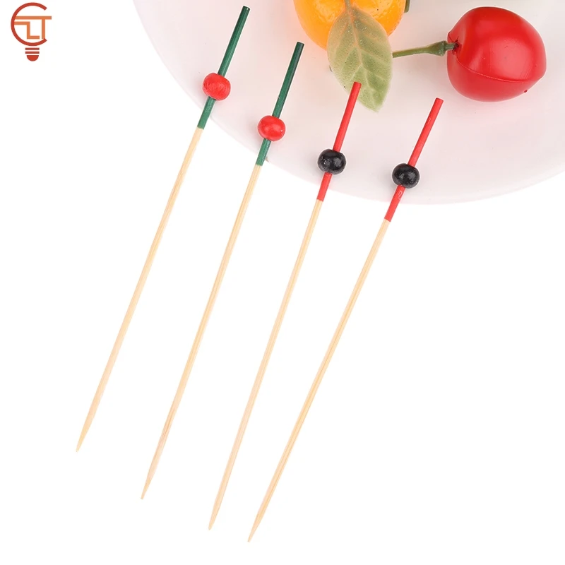 100pcs/lot 12cm Bamboo Toothpicks Pick Buffet Cupcake Fruit Fork Party Dessert Salad Stick Cocktail Skewer For Wedding Party