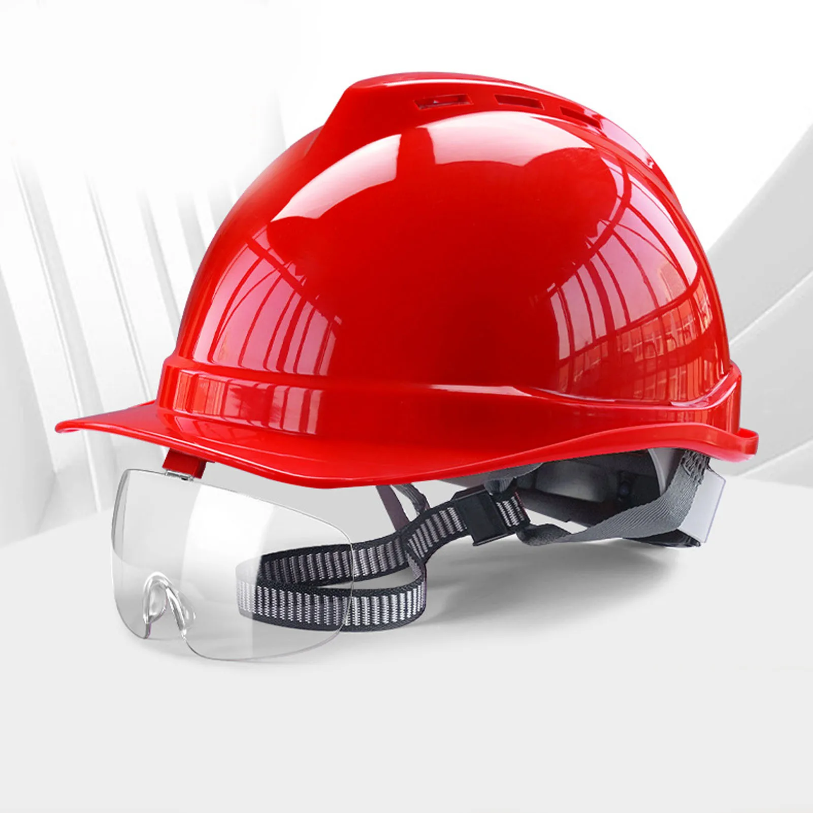 ZK30 Safety Hard Hat High Strength V Type ABS with Lens Reinforced Breathable Head Protection Helmet for Construction capacetes