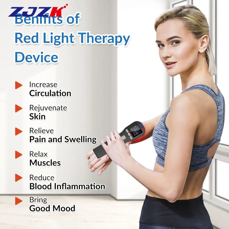 ZJZK Red Light LLLT Cold Laser Therapy Device 650nm 808nm 880mW Class IV Portable for Joint Muscle Recovery Inflammation Relief