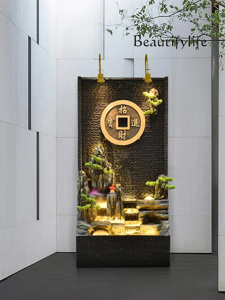 Water Curtain Wall Artificial Mountain and Fountain Living Room Entrance Outdoor Courtyard Decoration Floor-Standing Decorations