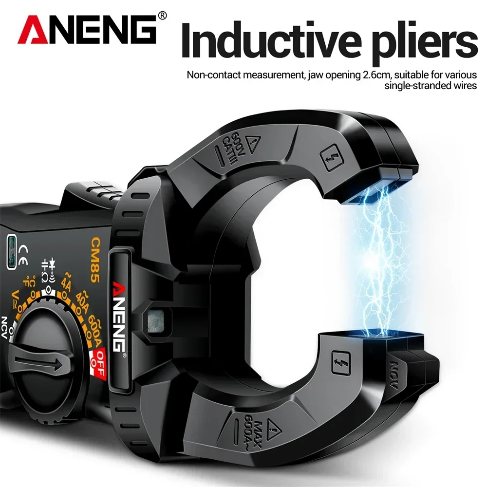 Multimetri a pinza Misuratore ANENG CM85 AC DC Tensione Corrente Alta precisione 6000 Conteggio Amperometro Resistenza Condensatore Rilevazione NCV