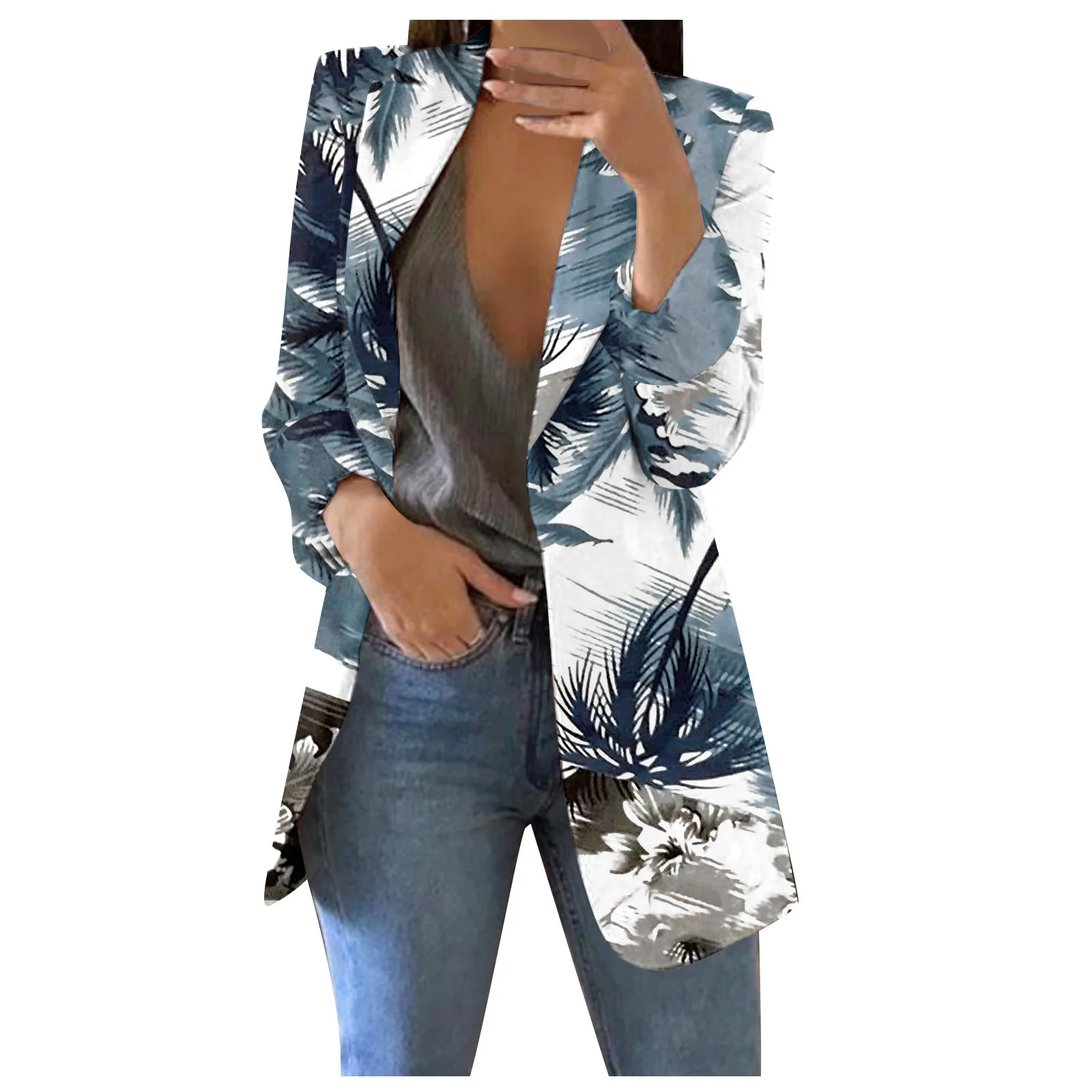 

Plant Pattern Round Neck Simple Suit Loose 3d Printing Cross-Border Women's Autumn Style Factory Direct SalesWL6