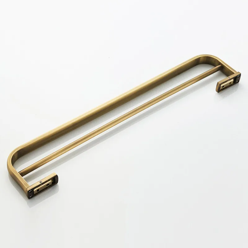 Double pole Towel Hanger Wall Mounted Towel Rack Bathroom Brass Gold Towel Bar Rail accessories Retro design Shelf