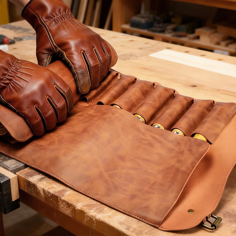 leather-roll-tool-bag-10-slots-zipper-pocket-for-carving-chisels-woodworking-tool-organizer-with-strap-portable-storage-pouch