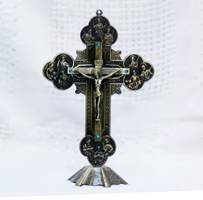 

HOT SALE TOP office home blessing - religious Christianity Catholicism Jesus cross bronze statue--