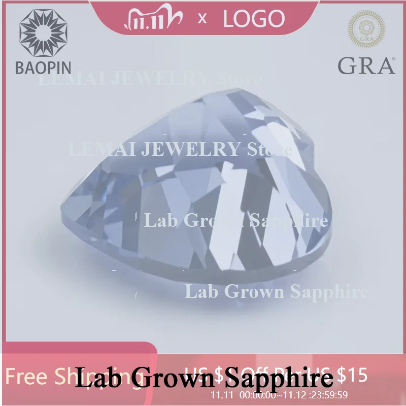 

Heart Shape Cornflower Color Lab Grown Sapphire Stone for Charms Diy Jewelry Making Pendant Earrings Selectable AGL Certificate