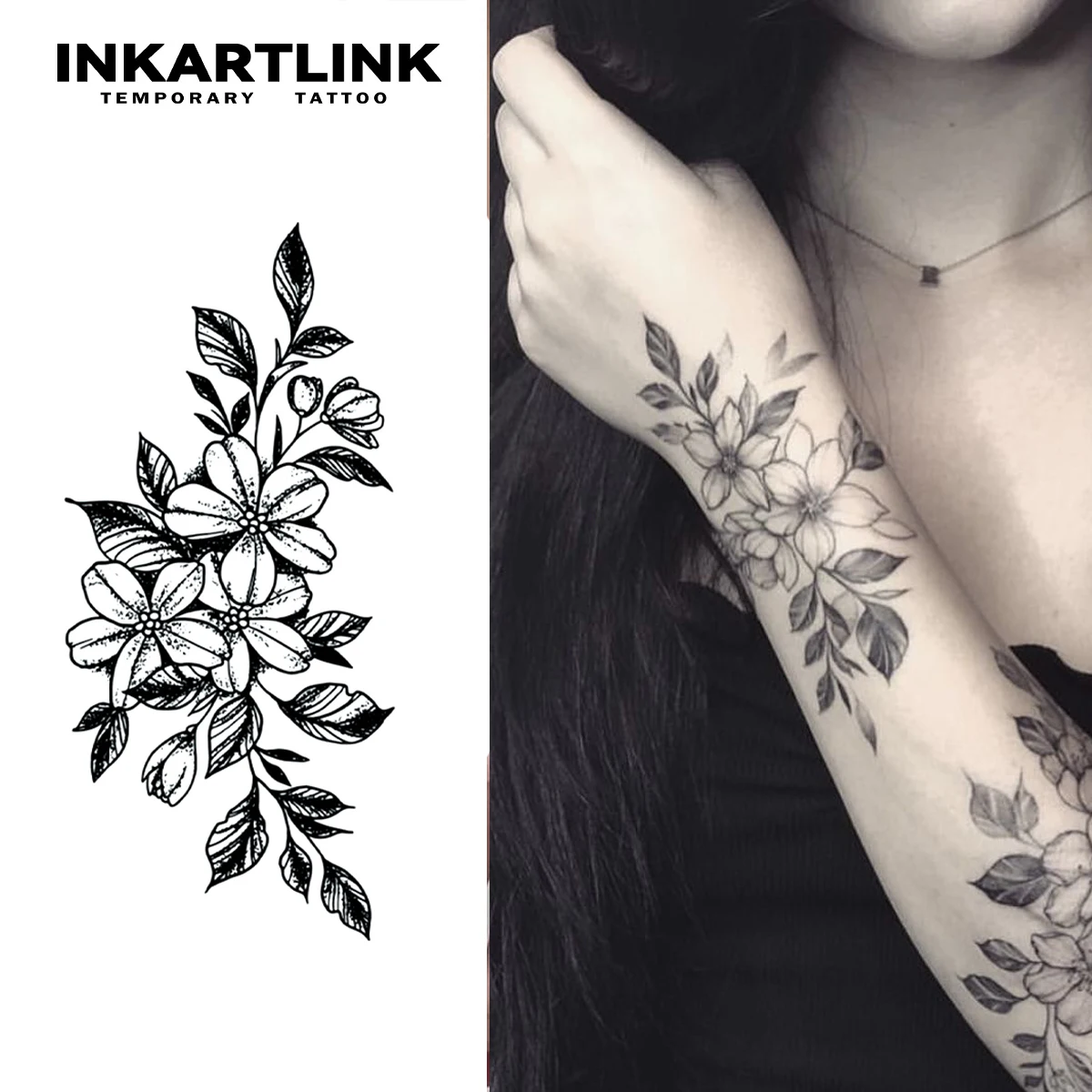 

Flower temporary tattoo sticker, waterproof magic tattoo, lasts to 15 days fake tattoo, semi permanent tattoo