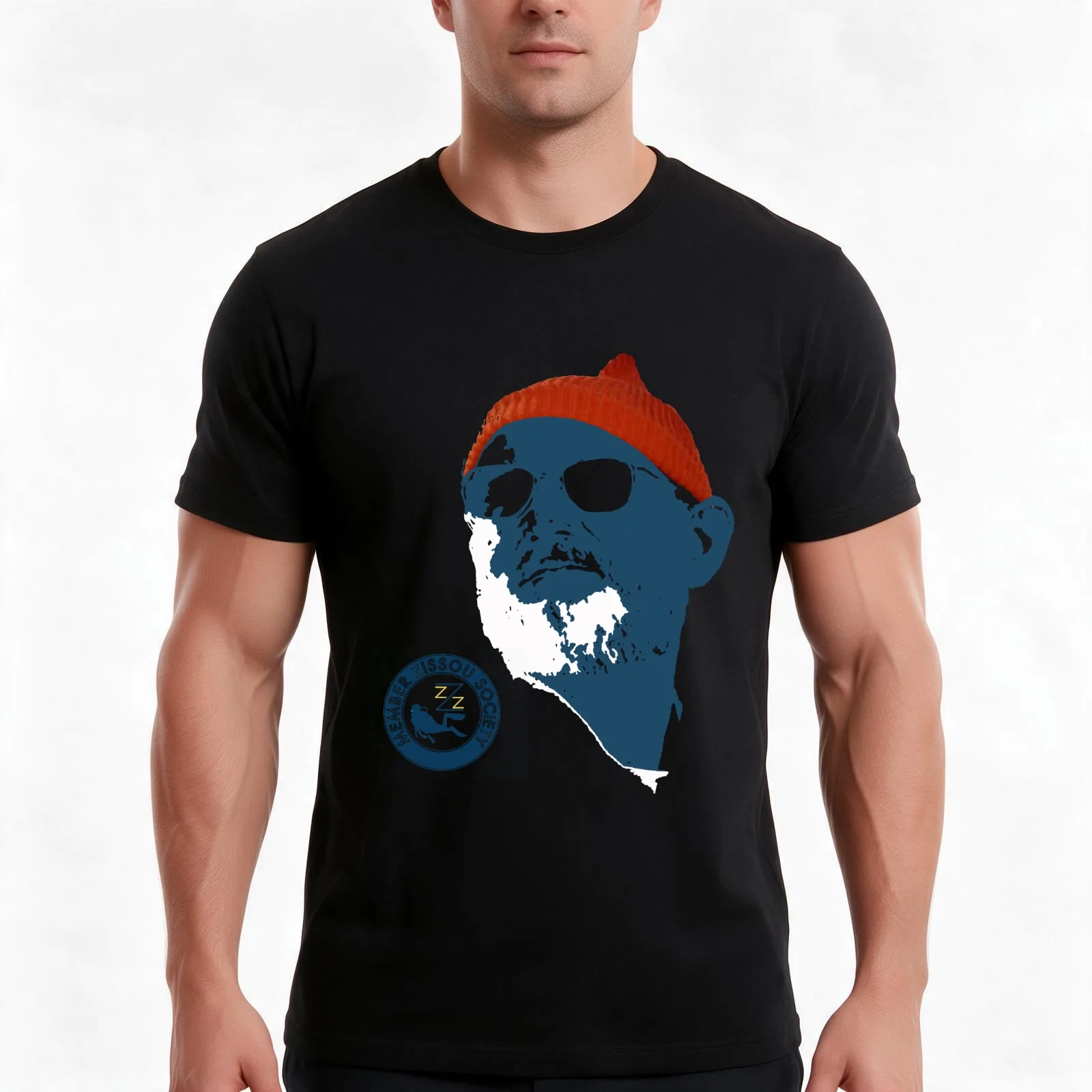 team zissou T-Shirt, Summer Casual Cotton Tee, Oversized Streetwear Tops, Vintage Graphic Print, Loose Fit Short Sleeve