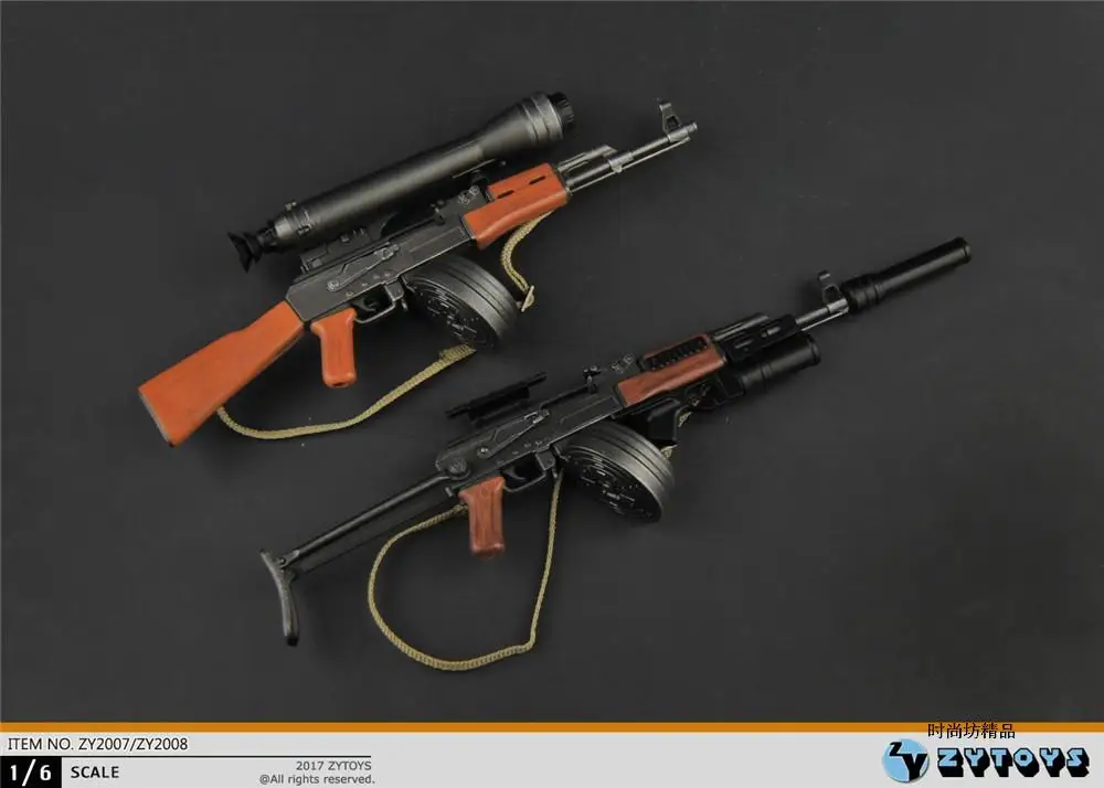 ZYTOYS ZY2007 ZY2008 1/6 AK47 AKS47 Rifle Gun Model Plastic Weapon Scene Accessories Props for 12