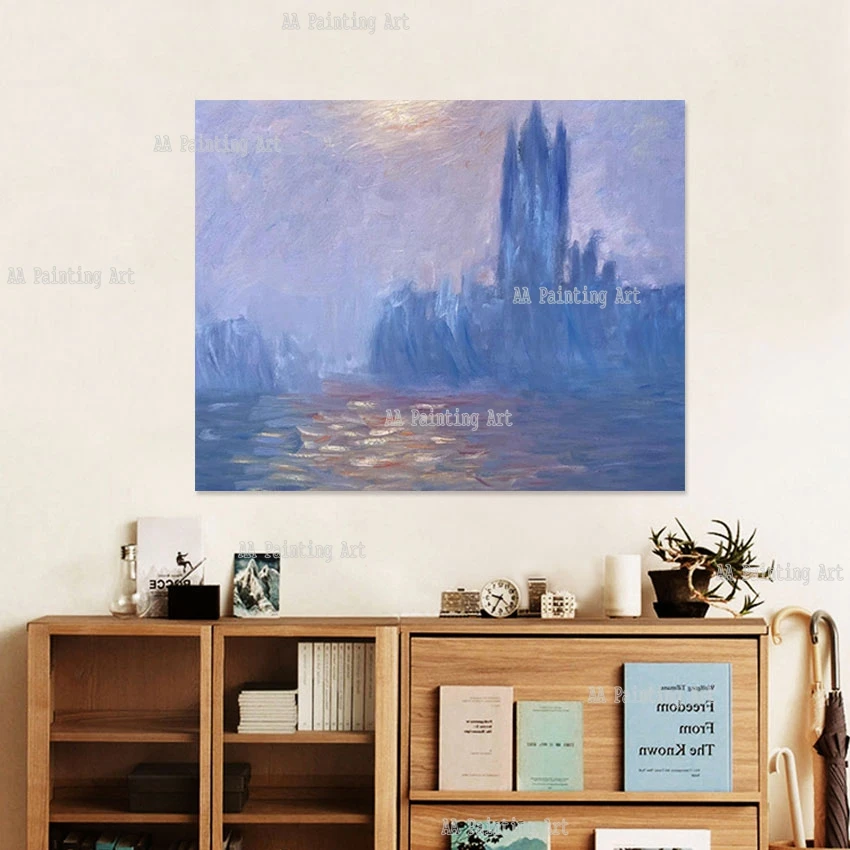 Handmade Classical Monet Famous Oil Painting Reproduction Large Castle Picture Item Luxury Hotel Decor Canvas Art Unframed