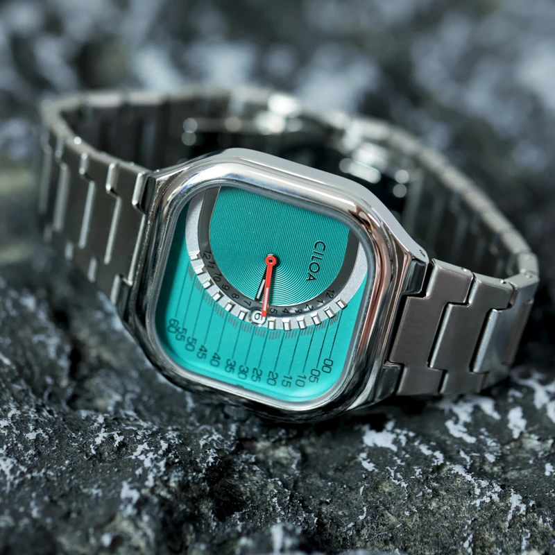 Authentic CILOA Retro Square Men Watch Premium Light Luxury Steel Strap Waterproof Quartz Gentleman Gift