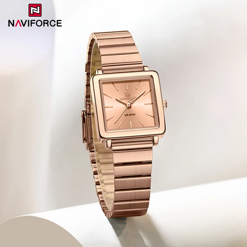 NAVIFORCE Original Casual New Watches for Women Waterproof Hook Buckle Quartz Ladies Stainless Steel Luxury Business Wristwatch