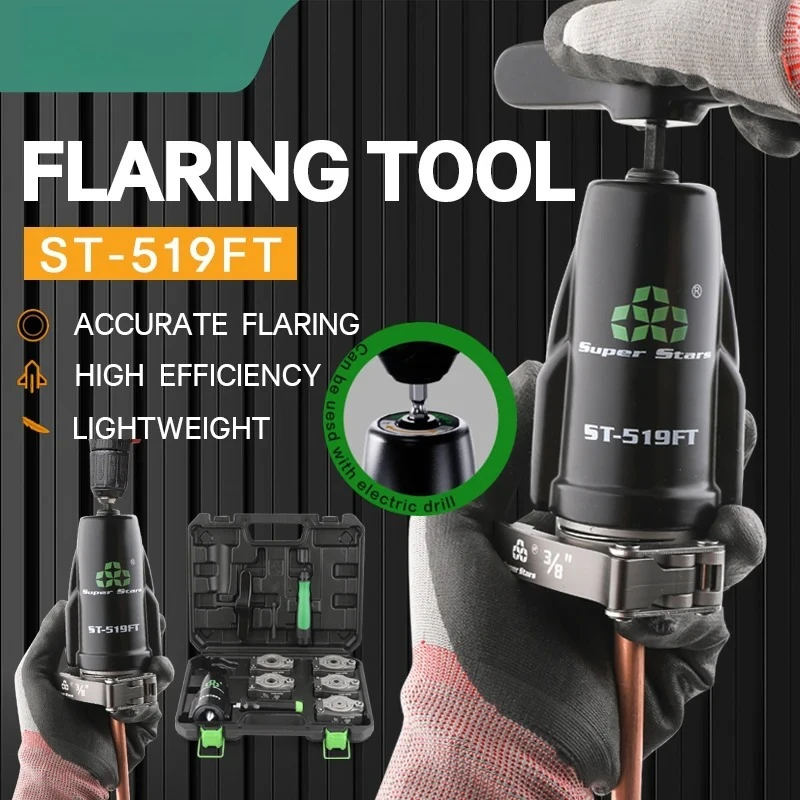 

ST-519 Copper Pipe Expander Set Air Conditioner Metric Reamer Flare Tool Pipe Flaring Tool Set Tube Hand Electric Drill Dua