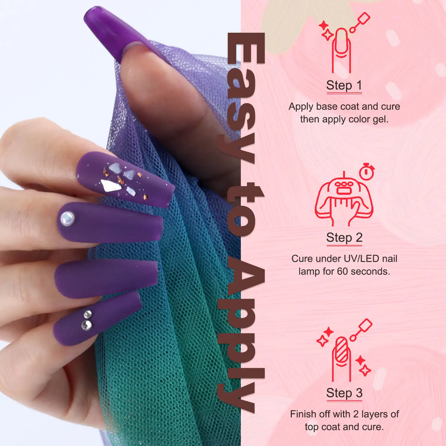 مجموعة طلاء أظافر جل مكونة من 13 قطعة - 9 ألوان حمراء ومعطف أساسي ومعطف علوي لامع غير لامع ومبرد أظافر لتقليم الأظافر #4