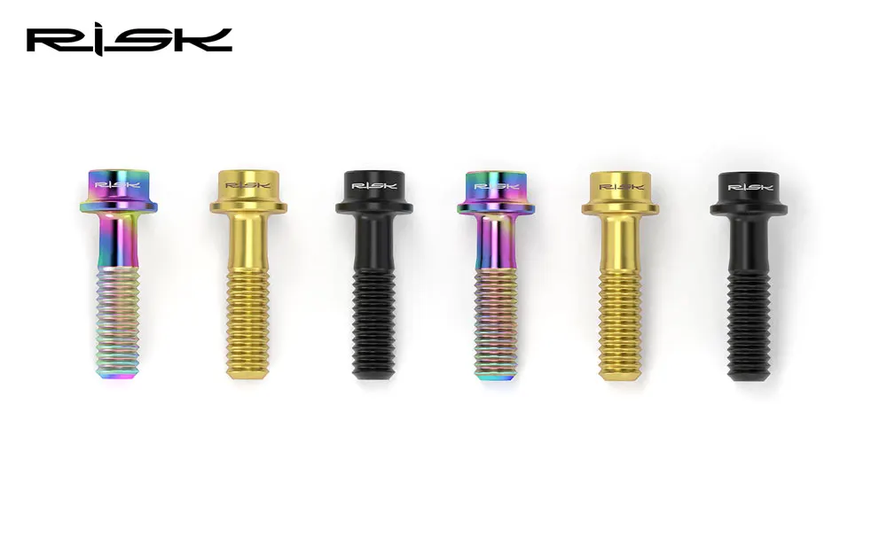 RISIKO 6PCS M5x16mm/M5x18mm Fahrrad Vorbau Schrauben Bolzen Titan Legierung MTB Lenkschaft Lenker Ultraleicht Vorbau Befestigungs Schrauben – Detail 4