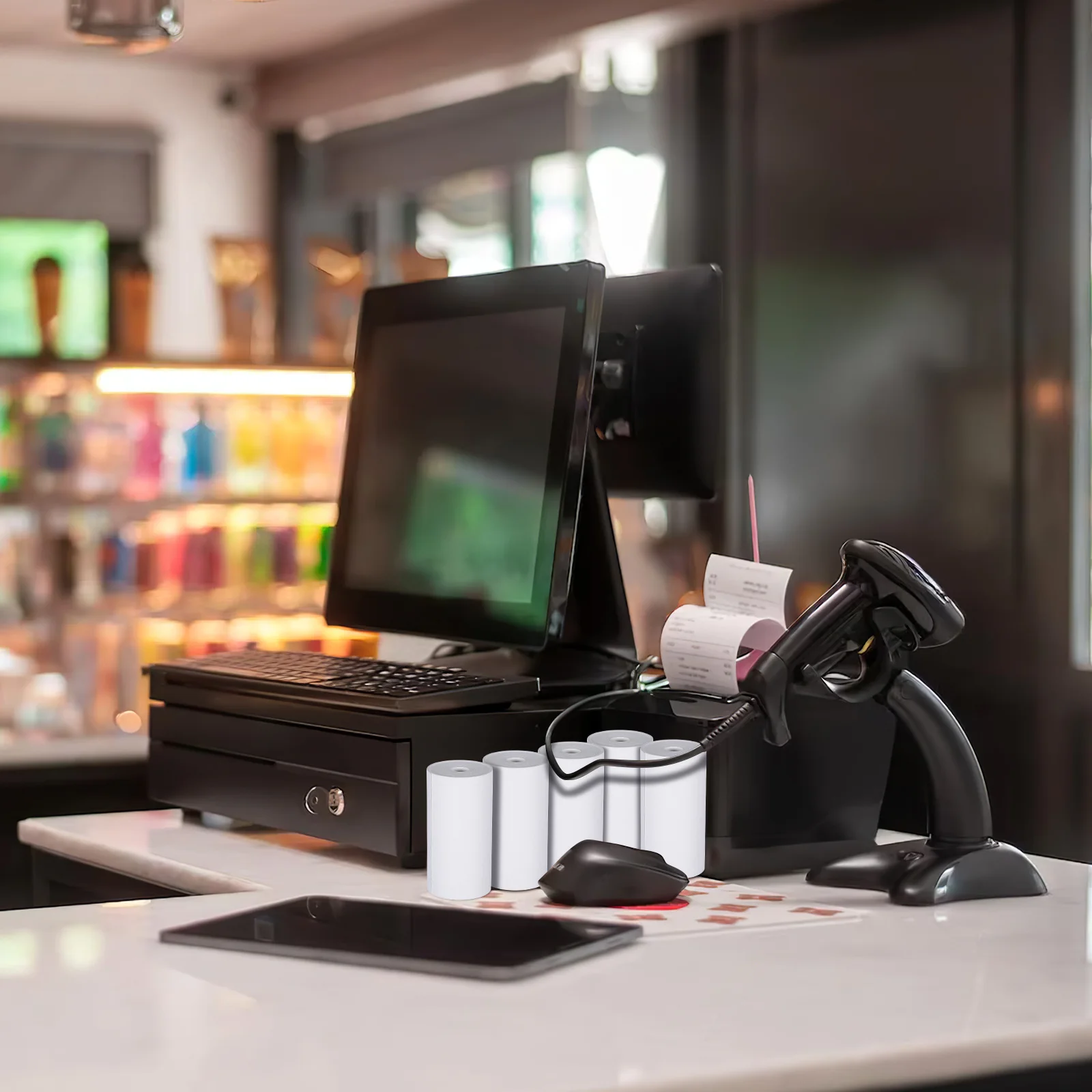 

5 Rolls Thermal Receipt For Cash Register Mini Printers, Smooth Flat Surface Clear Print, Universal Size Thermal Paper Roll,