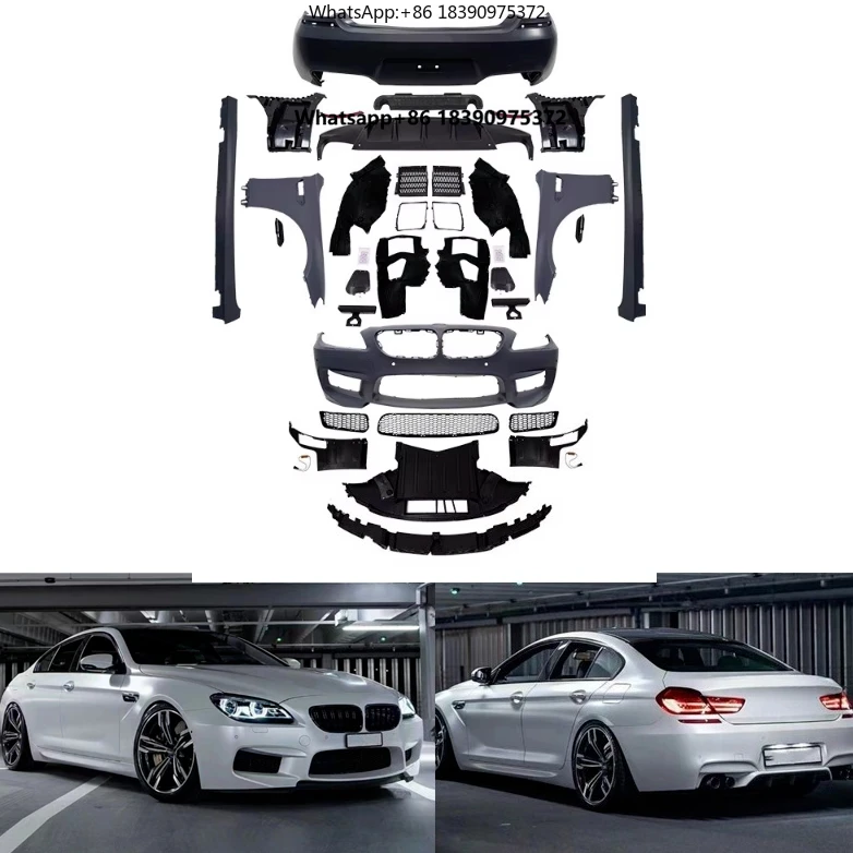 

Full Bumper Body Kit for F06 F12 F13 Update to M6 Bodykit Side Skirts Exhaust Pipe and Fender Spoiler Grille