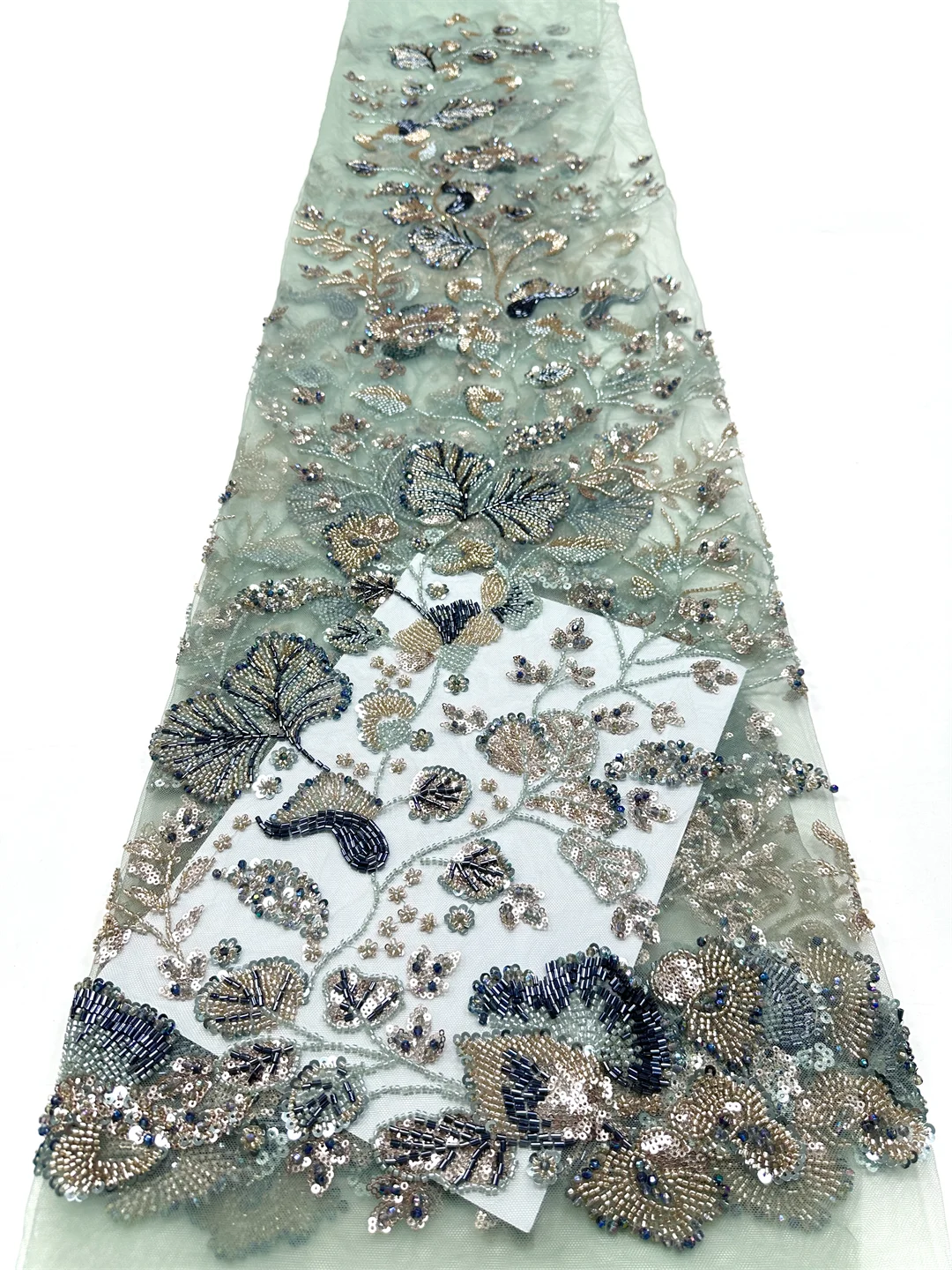 

French Sequins Net Lace Fabric 2026 High Quality African Beaded Lace Fabric Nigerian Embroidery Wedding Party Lace Fabric