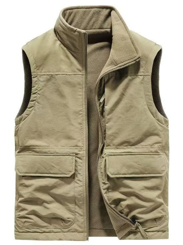 

Повседневный рабочий жилет для мужчин, с множеством карманов, для отдыха и работы, свободного кроя, из других материалов, 100% для осеннего сезона