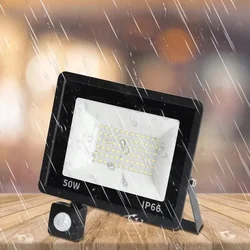 LED Floodlights With Motion Sensor Waterproof Outdoor Led Spotlight Garden Garage Street Wall Lamp 220V 100W 50W 30W 20W 10W