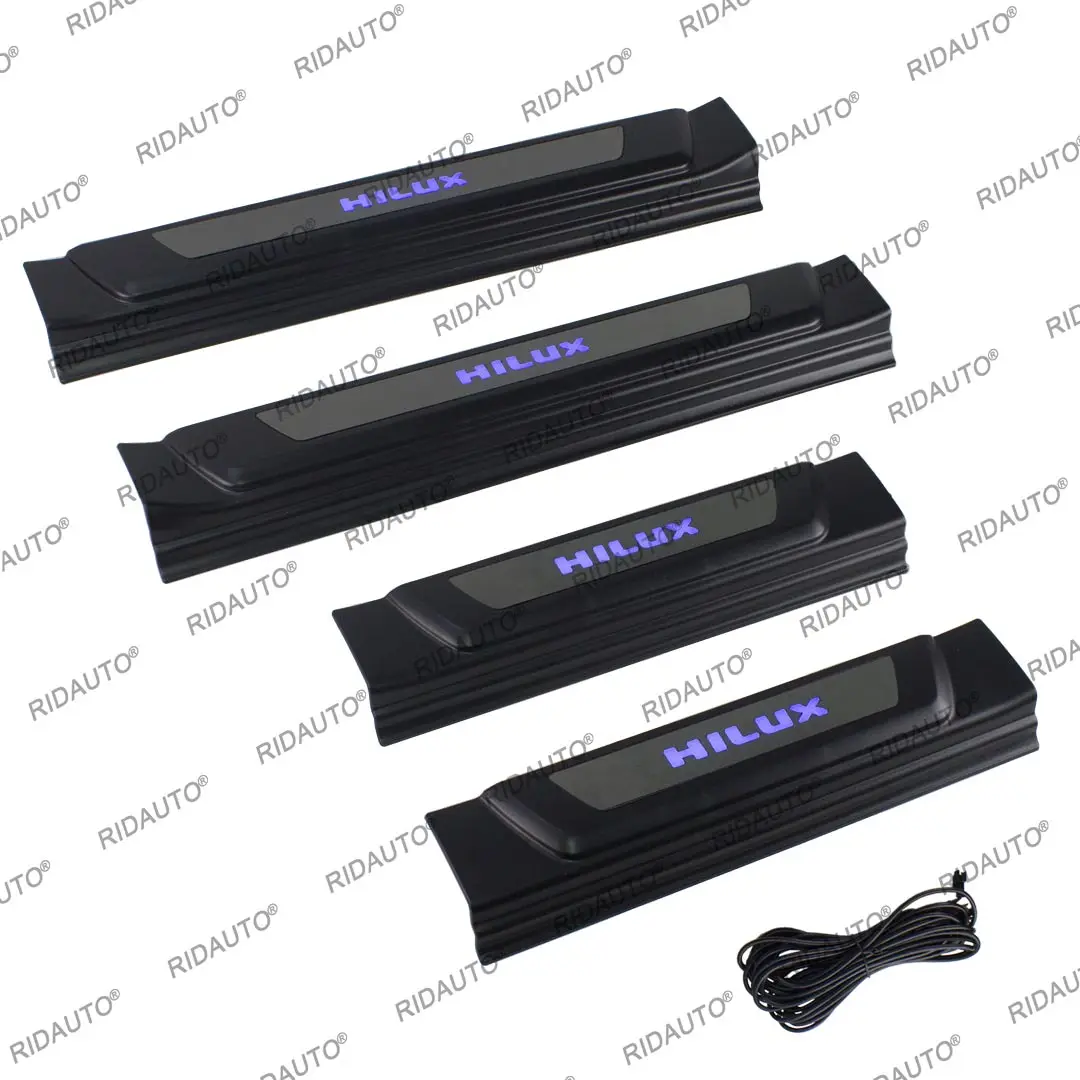 LED Pickup Threshold Strip For Toyota Hilux REVO 2015 2019 2023 Door Sill Scuff Plate Protector Trim Pedal Sticker Accessories