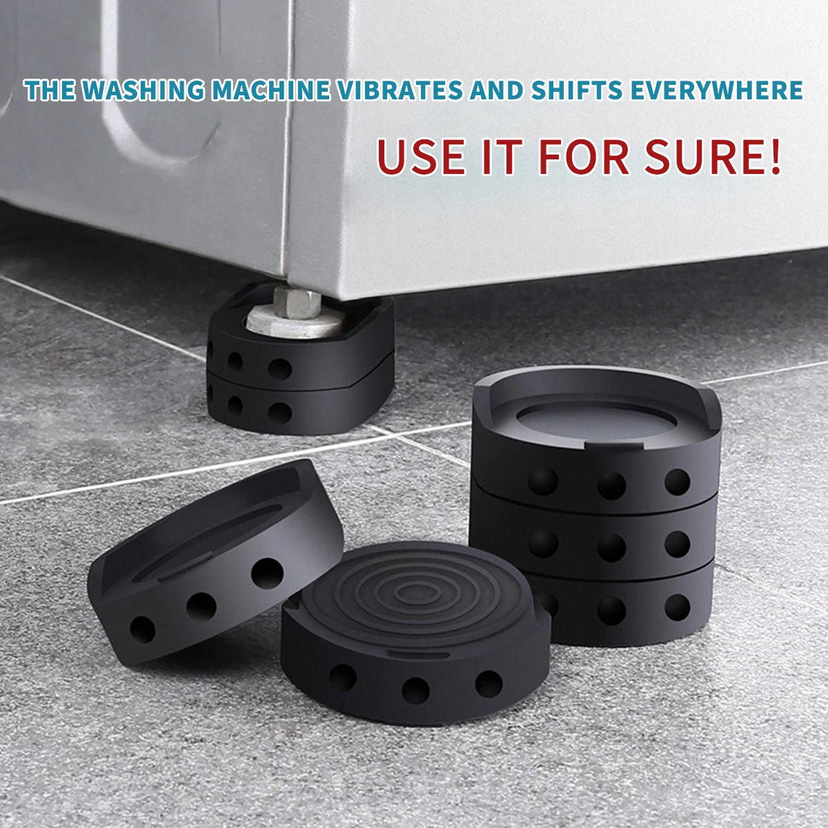 4/8Pcs Anti Vibration Pads Rubber Stabilizer Mat Washer and Dryer Shock and Noise Cancelling Mat Multi-purpose Furniture Leg Pad image 6