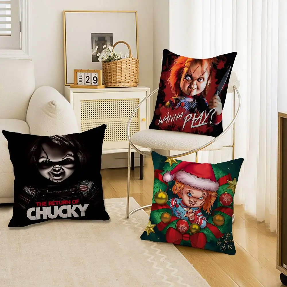 C-Classic-Chucky-Horror-Movie Spooky-Gritty Pillow Cover for Bedroom Room and Living Room Sofa Decorative Cushion Cover